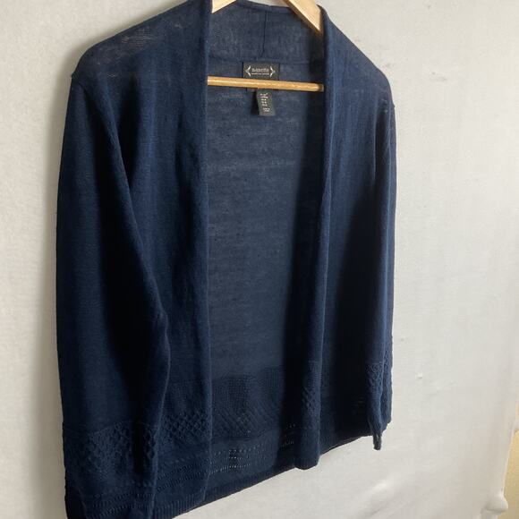 Nanette Lepore Open Front Navy Blue Womens Size M Long Sleeve Cardigan - Picture 3 of 10